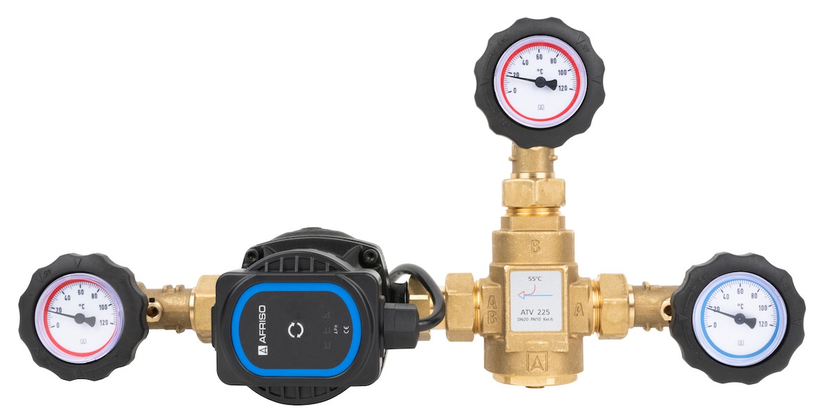 Afriso Grupa ochrony powrotu kotła BTA 110 AP z zaworem temperaturowym ATV 55°C, pompa AFRISO APH 160 Zrzut_ekranu_2025-12-17_131030