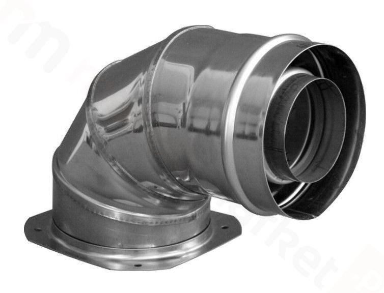 Kolano powietrzno-spalinowe koncentryczne 87° DN60/100 z kołnierzem montażowym K.012139 kolano