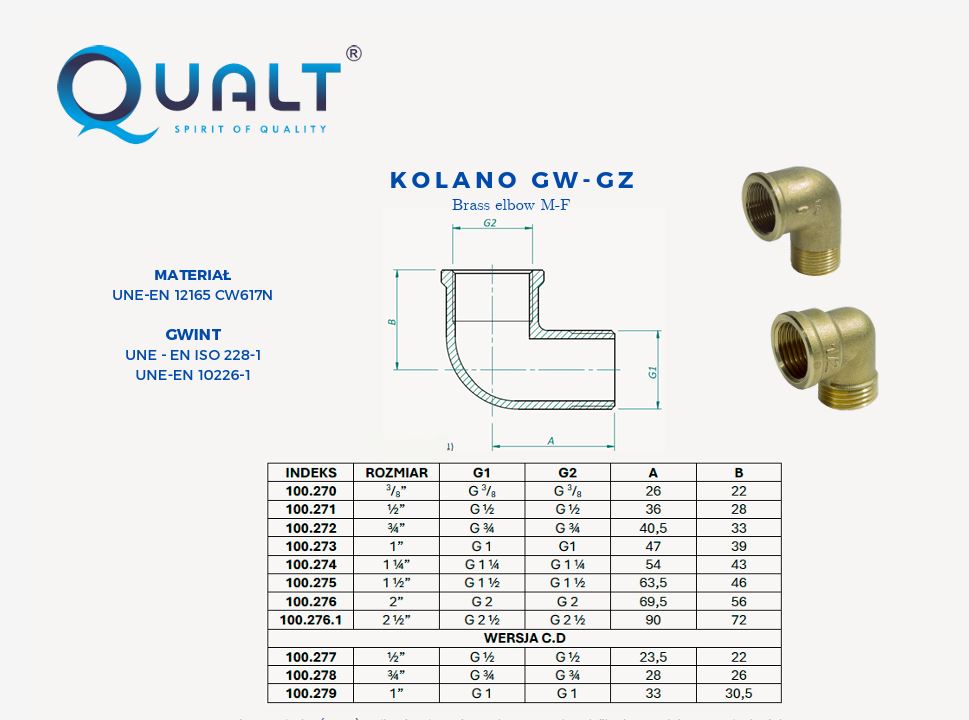 QUALT KOLANO MOSIĘŻNE 1 1/2" GW-GZ  DN40 kolano_gwgz1