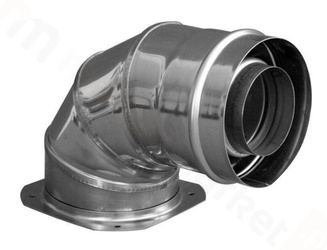 Kolano powietrzno-spalinowe koncentryczne 87° DN60/100 z kołnierzem montażowym K.012139