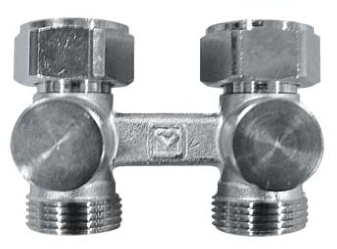 Zawór przyłączeniowy H‑blok Herz – zawór 2‑rury prosty, G 3/4″