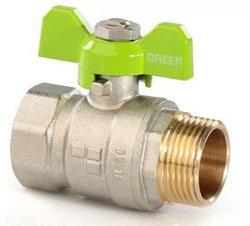 Zawór kulowy prosty z dławikiem 3/4", WZ motylek, DN 20 GREEN