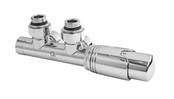 DIAMOND ZESTAW TERMOSTATYCZNY DO GRZEJNIKA, EN215/PN-M-75002-DN15, ZESPOLONY KĄTOWY, CHROM