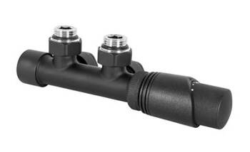 DIAMOND ZESTAW TERMOSTATYCZNY DO GRZEJNIKA, EN215/PN-M-75002-DN15, ZESPOLONY KĄTOWY, ANTRACYT PREMIUM