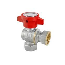 DIAMOND KUREK KULOWY, EN 13828-A-Cu-DN25 (1)/PN-M-75002-DN25 (1)-K, "HISZPAN" Z PÓŁŚRUBUNKIEM I TERMOMETREM, CZERWONY UCHWYT