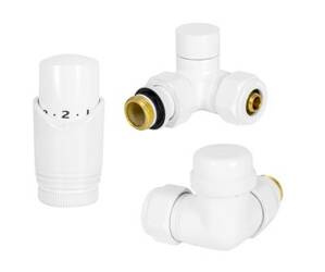 DIAMOND ZESTAW TERMOSTATYCZNY DO GRZEJNIKA, EN215/PN-M-75002-DN15-K, OSIOWY, BIAŁY PREMIUM, PRAWY