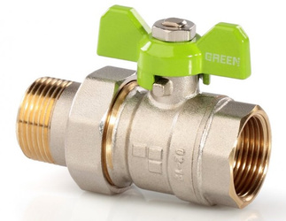 Zawór kulowy ze śrubunkiem prosty z dławikiem 3/4", DN 20 GREEN