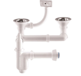 Syfon zlewozmywakowy 1,5 lub 2-komorowy butelkowy, 2 poziomowy, oszczędzający przestrzeń