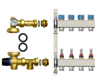 Grupa pompowa rozdzielacza do podłogówki bez pompy IBO GP MIX T - 210mm