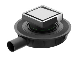 Wpust podłogowy prysznicowy poziomy, kratka ze stali nierdzewnej 10x10, odejście FI40