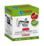 ZAWÓR KULOWY 1/2x3/8  KĄTOWY Z FILTREM 