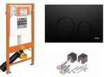 Stelaż podtynkowy WC 112cm + wspornik + przycisk spłukujący do WC Switch czarny