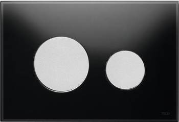 TECEloop - przycisk spłukujący do WC ze szkła - szkło czarne, przyciski chrom matowy